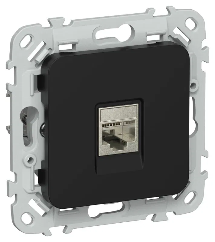 Розетка компьютерная СП FLITE РК6-1-1-ФлЧ RJ45 кат.6 STP механизм черн. IEK FI-K11-2-K02