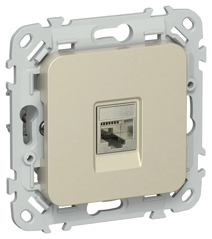 Розетка компьютерная СП FLITE РК6-1-1-ФлШ RJ45 кат.6 STP механизм шампань IEK FI-K11-2-K37