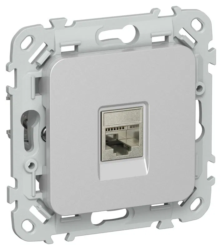 Розетка компьютерная СП FLITE РК6-1-1-ФлА RJ45 кат.6 STP механизм алюм. IEK FI-K11-2-K47