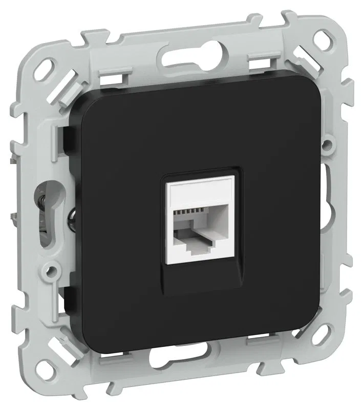 Розетка компьютерная СП FLITE РК6-1-0-ФлЧ RJ45 кат.6 UTP механизм черн. IEK FI-K12-2-K02
