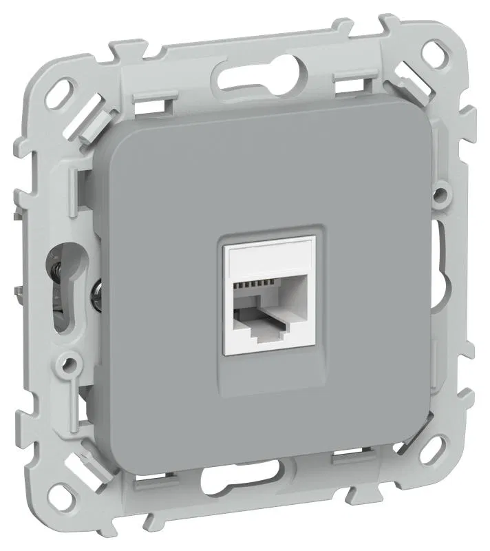 Розетка компьютерная СП FLITE РК6-1-0-ФлС RJ45 кат.6 UTP механизм сер. IEK FI-K12-2-K03