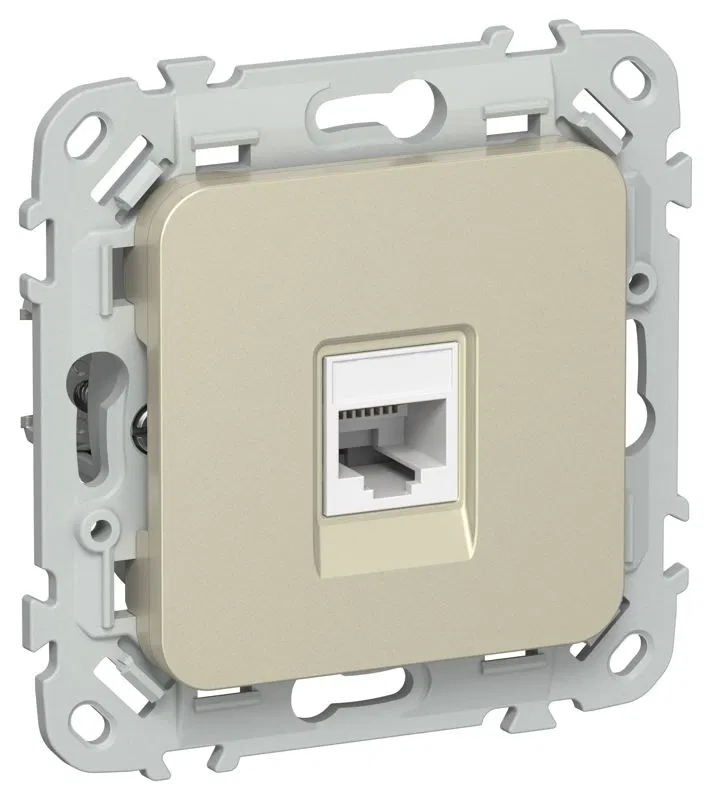 Розетка компьютерная СП FLITE РК6-1-0-ФлШ RJ45 кат.6 UTP механизм шампань IEK FI-K12-2-K37
