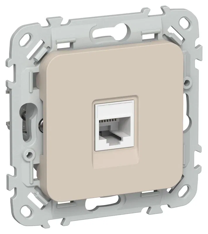 Розетка компьютерная СП FLITE РК6-1-0-ФлЛ RJ45 кат.6 UTP механизм льняной IEK FI-K12-2-K88