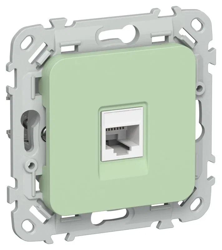 Розетка компьютерная СП FLITE РК6-1-0-ФлФ RJ45 кат.6 UTP механизм фисташк. IEK FI-K12-2-K93