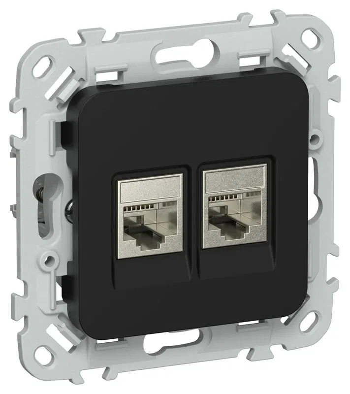 Розетка компьютерная 2-м СП FLITE РК5е-2-1-ФлЧ RJ45 кат.5E STP механизм черн. IEK FI-K21-1-K02