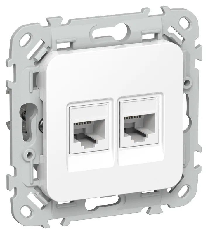 Розетка компьютерная 2-м СП FLITE РК5е-2-0-ФлБ RJ45 кат.5E UTP механизм бел. IEK FI-K22-1-K01