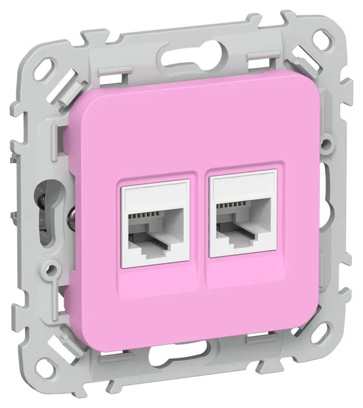 Розетка компьютерная 2-м СП FLITE РК5е-2-0-ФлПр RJ45 кат.5E UTP механизм пурпур. IEK FI-K22-1-K99