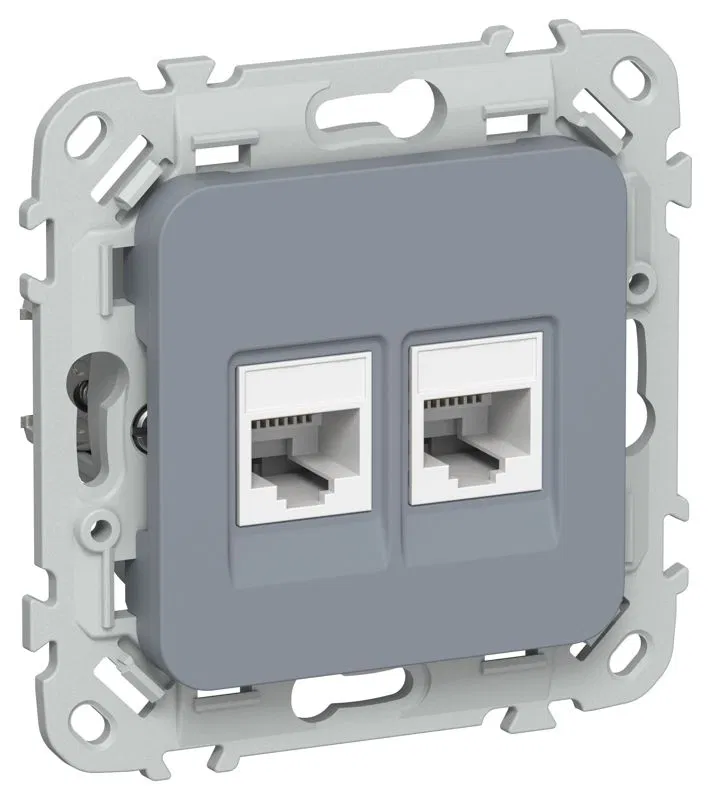 Розетка компьютерная 2-м СП FLITE РК6-2-0-ФлМ RJ45 кат.6 UTP механизм маренго IEK FI-K22-2-K35