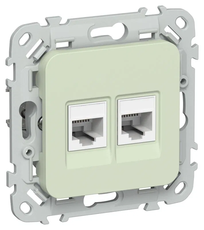 Розетка компьютерная 2-м СП FLITE РК6-2-0-ФлП RJ45 кат.6 UTP механизм панг IEK FI-K22-2-K92