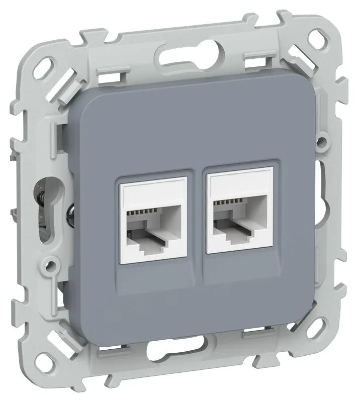 Розетка 2-м СП FLITE РКТ5е/3-2-0-ФлМ RJ45/RJ11 кат.5E/3 UTP механизм маренго IEK FI-KT22-1-K35