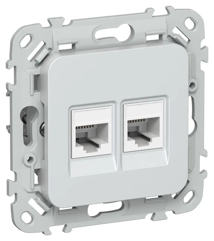 Розетка 2-м СП FLITE РКТ5е/3-2-0-ФлЖ RJ45/RJ11 кат.5E/3 UTP механизм жемчуж. IEK FI-KT22-1-K36
