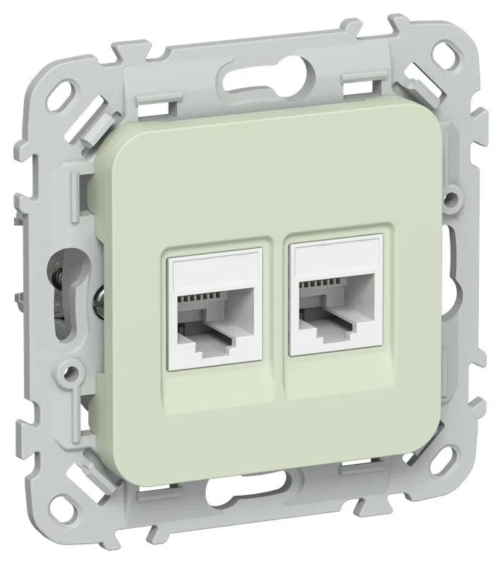 Розетка 2-м СП FLITE РКТ5е/3-2-0-ФлП RJ45/RJ11 кат.5E/3 UTP механизм панг IEK FI-KT22-1-K92