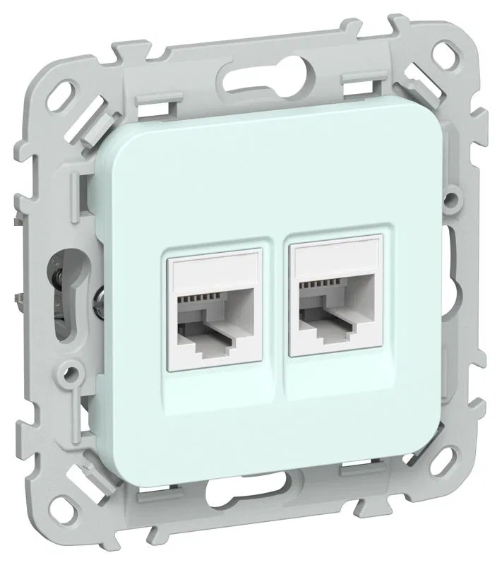 Розетка 2-м СП FLITE РКТ5е/3-2-0-ФлХЛ RJ45/RJ11 кат.5E/3 UTP механизм холод. лед IEK FI-KT22-1-K94