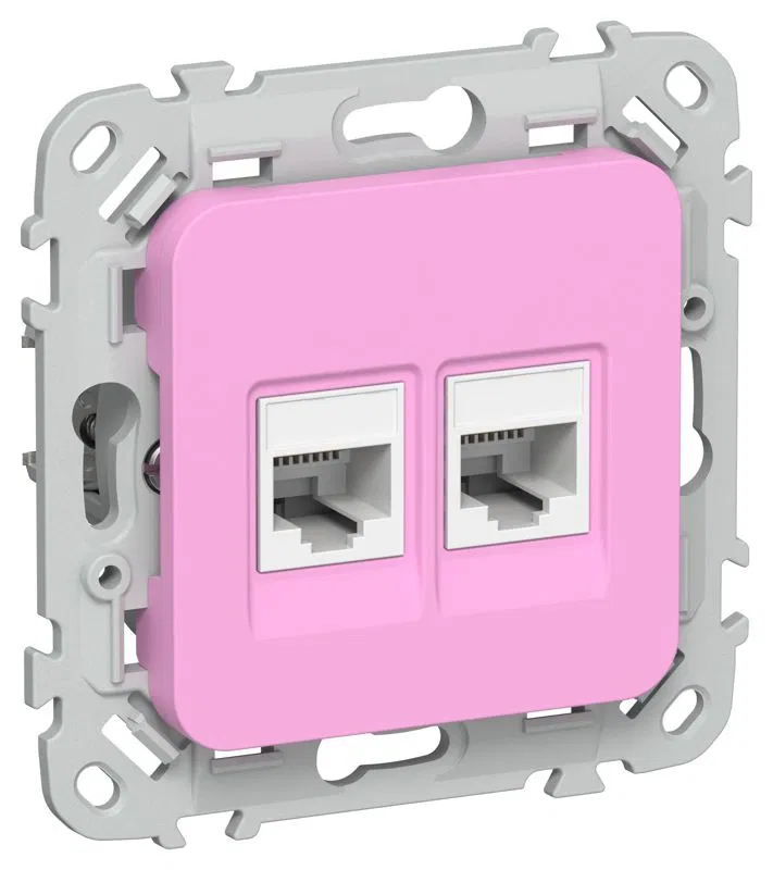 Розетка 2-м СП FLITE РКТ5е/3-2-0-ФлПр RJ45/RJ11 кат.5E/3 UTP механизм пурпур. IEK FI-KT22-1-K99