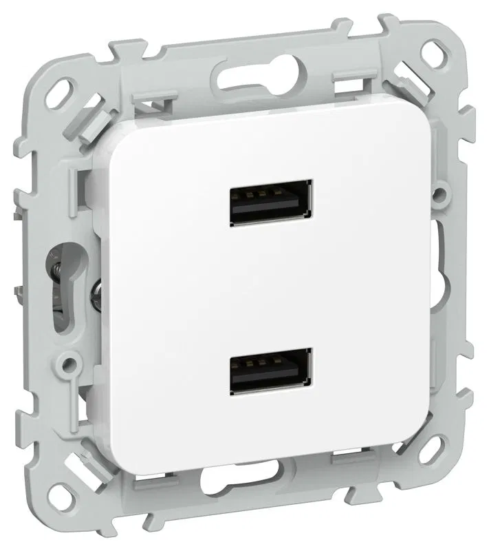 Розетка USB AA СП FLITE РЮ-2-ФлБ 2.1А механизм бел. IEK FI-U21-D31-K01