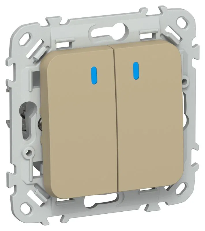 Выключатель проходной 2-кл. СП FLITE ВС62-1-1-ФлХ 10А с индикацией механизм хаки IEK FI-V22-1-10-1-K59