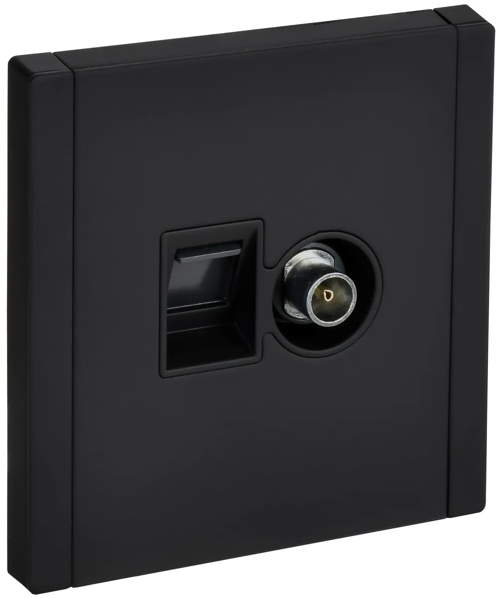 FORTE&PIANO Розетка двойная TV+RJ45 кат.5E FP136M металл черный FP-AK20-1-M-K02 IEK
