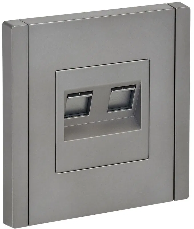 Розетка компьютерная 2-м RJ45 кат.5E FORTE&PIANO FP533 сталь IEK FP-K20-1-K46