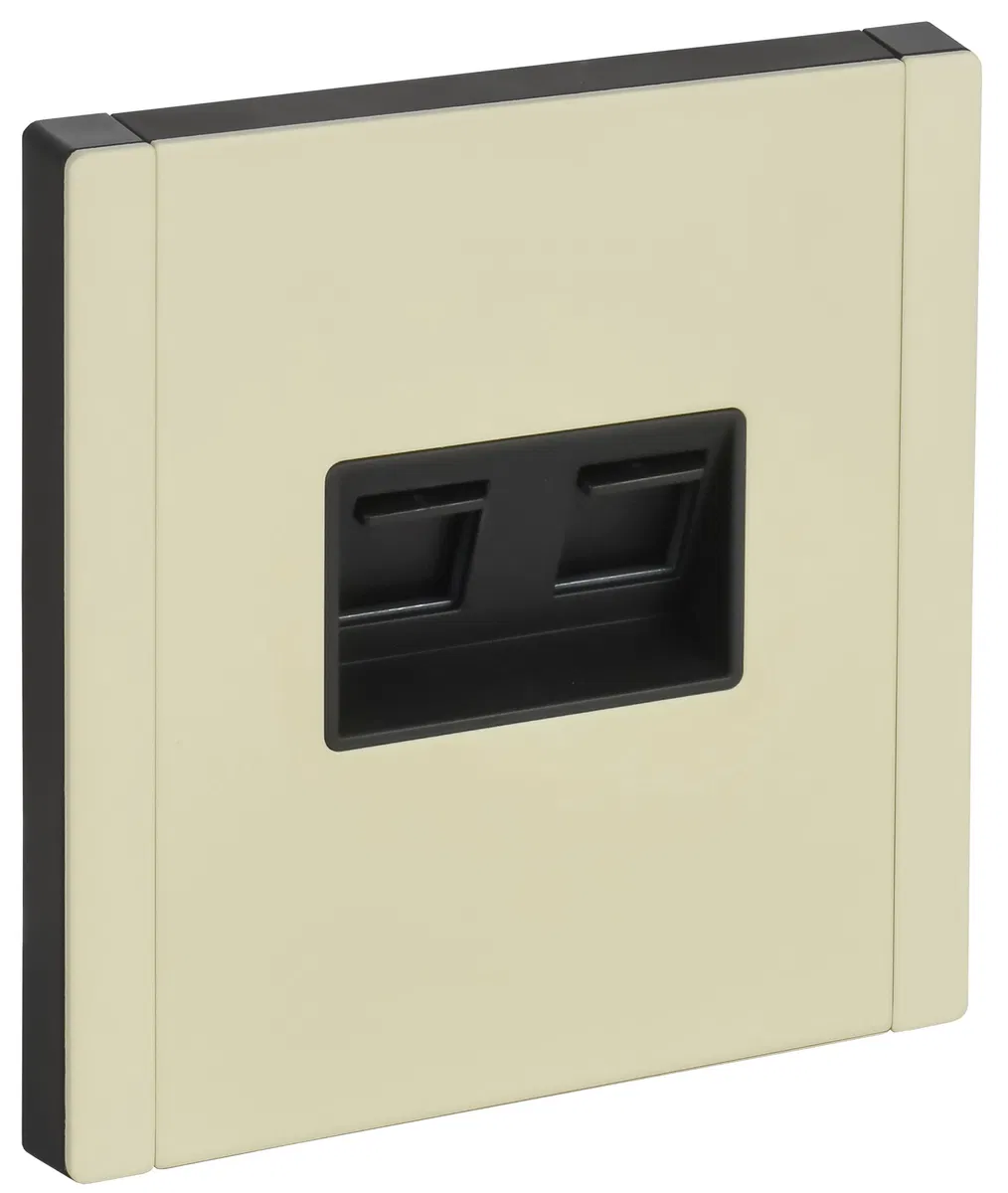FORTE&PIANO Розетка компьютерная двойная RJ45 кат.5E FP833M металл слоновая кость IEK FP-K20-1-M-K41