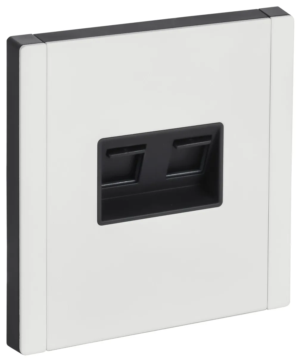 FORTE&PIANO Розетка компьютерная двойная RJ45 кат.6 FP234M металл белый FP-K20-2-M-K01 IEK