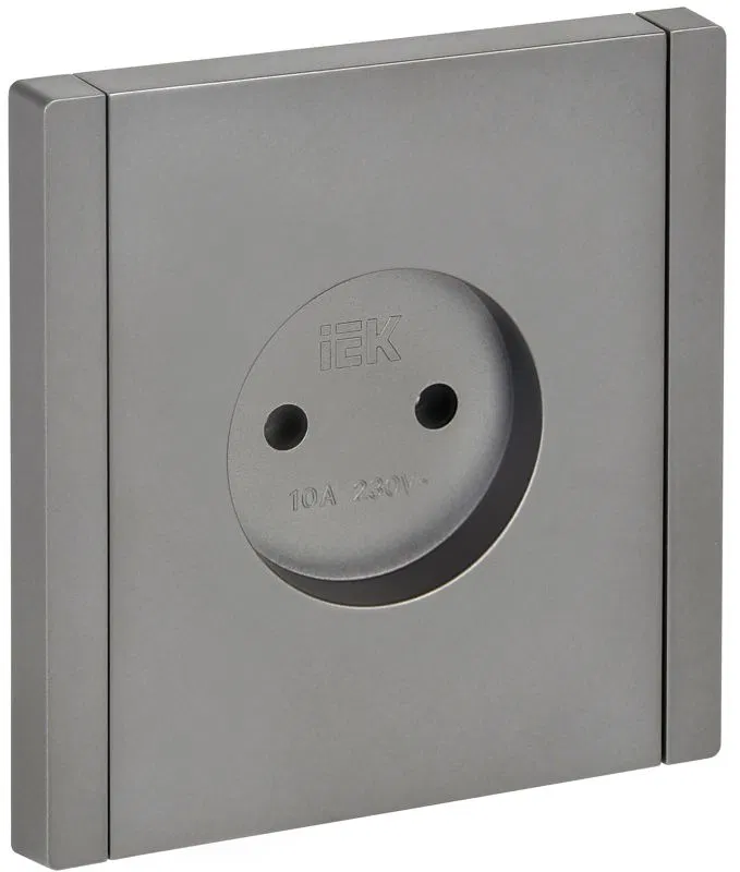 Розетка 1-м СП FORTE&PIANO FP518 10А без заземл. без защ. шторок винт. крепл. сталь IEK FP-R10-10-K46