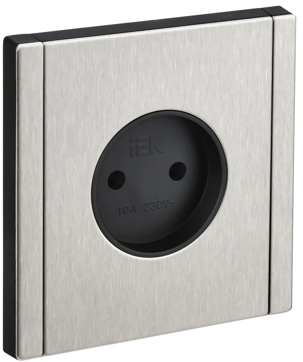 FORTE&PIANO 1-gang socket without grounding without shutters screw mounting 10A FP718M metal nickel IEK FP-R10-10-M-K50