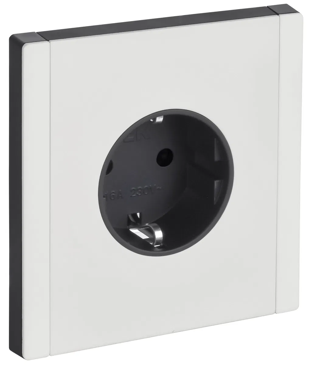 FORTE&PIANO 1-gang socket with grounding without shutters screwless mounting 16A FP214M metal white IEK FP-R11-16-1-M-K01