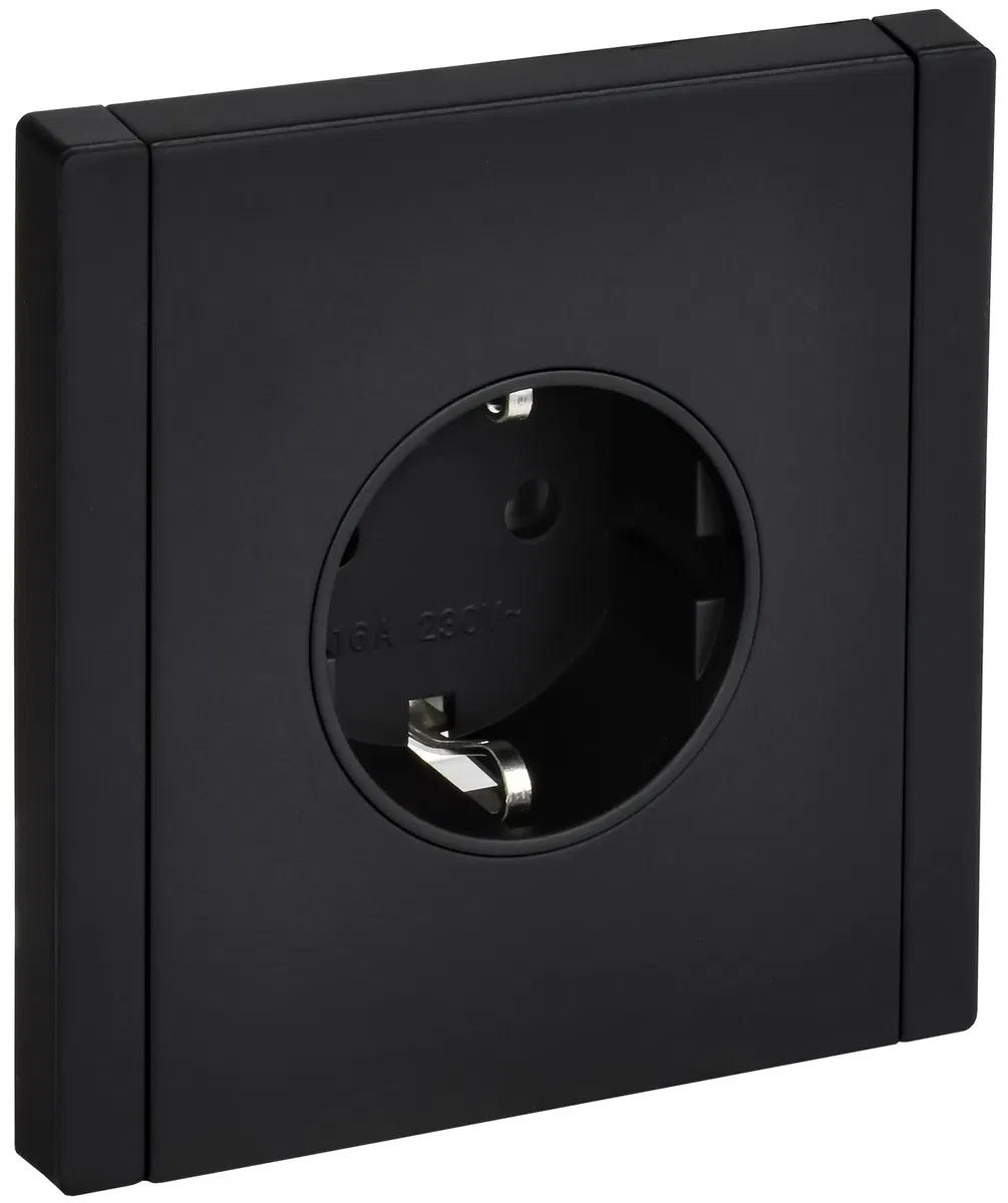FORTE&PIANO 1-gang socket with grounding without shutters screwless mounting 16A FP114M metal black IEK FP-R11-16-1-M-K02