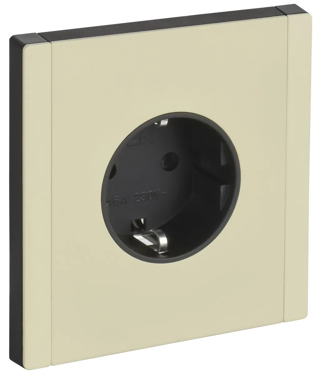 FORTE&PIANO 1-gang socket with grounding without protective shutters screw mounting 16A FP816M metal ivory IEK FP-R11-16-M-K41