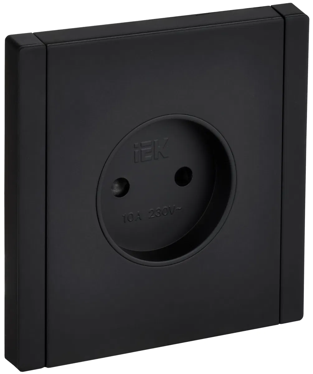 FORTE&PIANO 1-gang socket without grounding with safety shutters screw mounting 10A FP117M metal black IEK FP-R13-10-M-K02