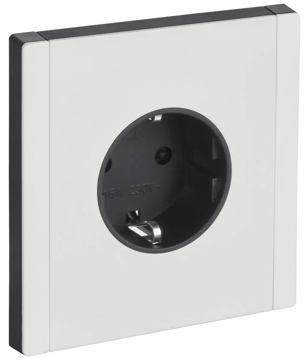 FORTE&PIANO 1-gang grounded socket with safety shutters screwless mounting 16A FP213M metal white IEK FP-R14-16-1-M-K01