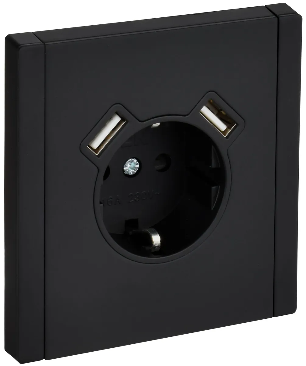 Розетка 1-м СП FORTE&PIANO 16А USB A+A 3.1А FP145M с заземл. защ. шторки винт. крепл. черн. IEK FP-R14-16-U21-D31-M-K02