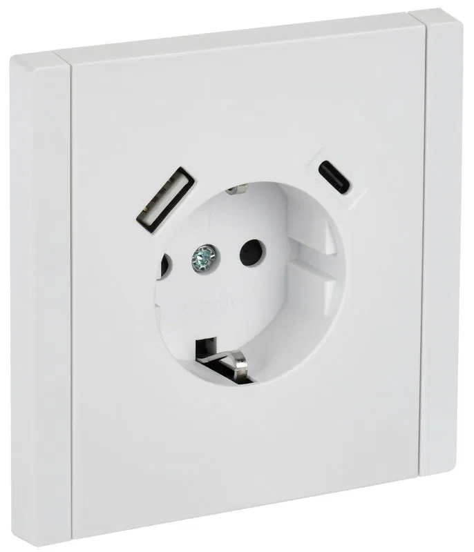 Розетка FORTE&PIANO FP247 16А USB A+C 18Вт с заземл. защ. шторки винт. крепл. бел. IEK FP-R14-16-U22-018-K01