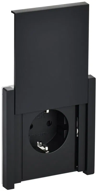 Розетка СП FORTE&PIANO16А IP44 FP119 с заземл. защ. шторки с крышкой безвинт. крепл. черн. IEK FP-R16-16-1-44-K02