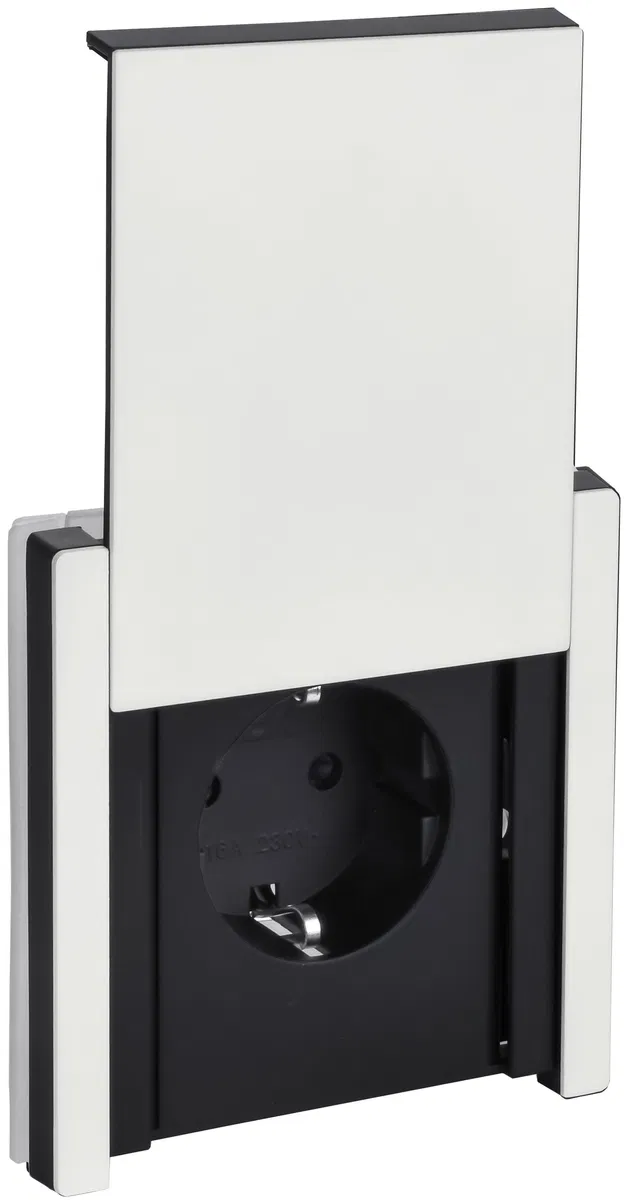 FORTE&PIANO 1-gang grounded socket with shutters and cover screwless mounting 16A IP44 FP219M metal white IEK FP-R16-16-1-44-M-K01
