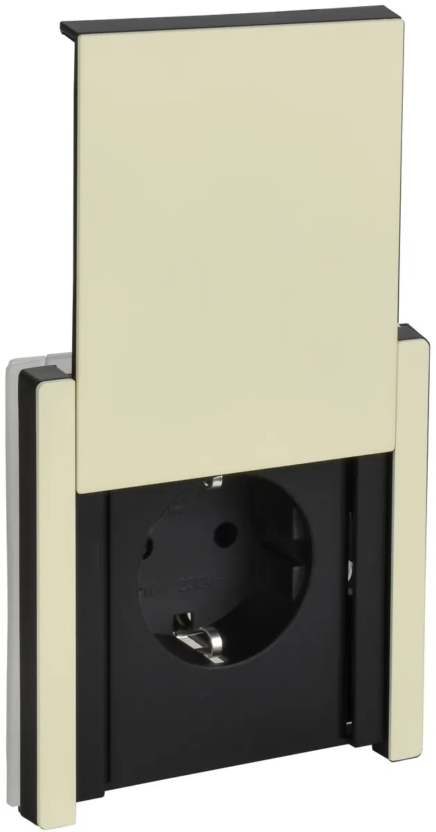 FORTE&PIANO 1-gang socket with grounding, protective shutters and cover, screw mounting 16A IP44 FP821M metal ivory IEK FP-R16-16-44-M-K41