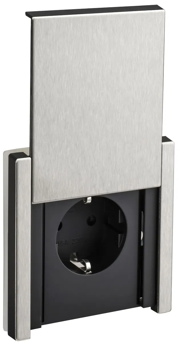 FORTE&PIANO 1-gang grounded socket with protective shutters and cover screw mounting 16A IP44 FP721M metal nickel IEK FP-R16-16-44-M-K50