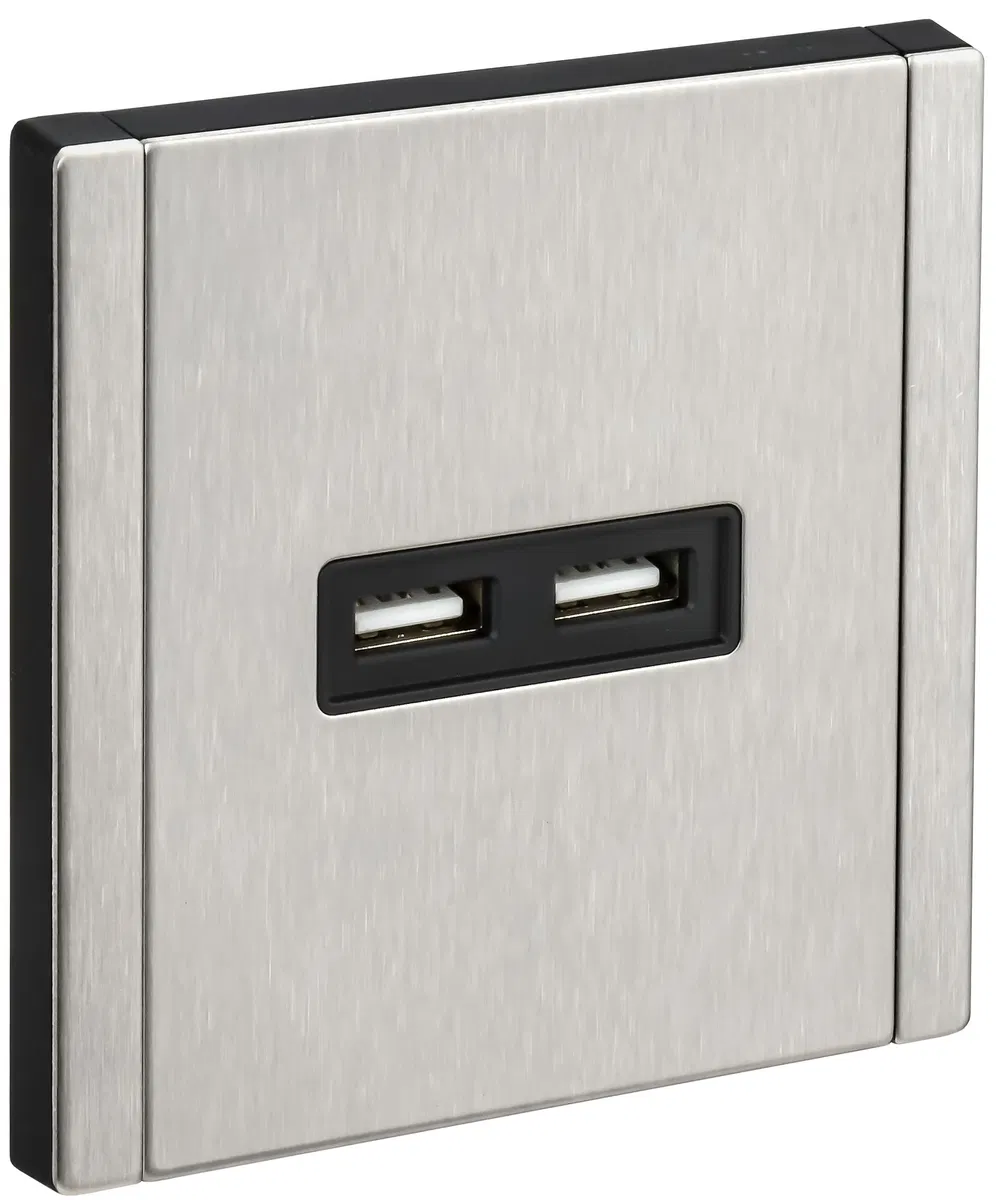FORTE&PIANO Розетка USB A+A 3,1А FP749M металл никель IEK FP-U21-D31-M-K50