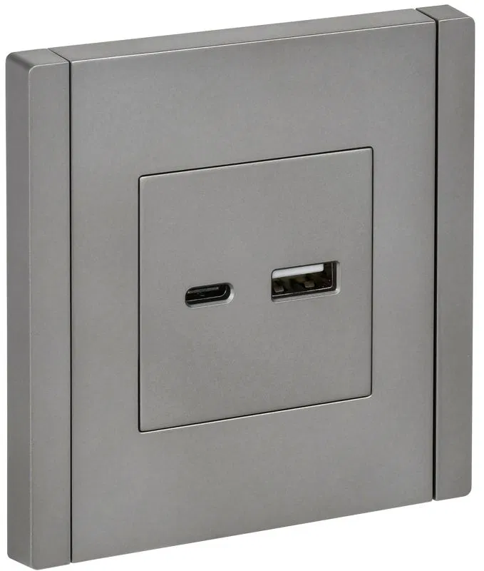 Розетка USB A+C сталь FORTE&PIANO 18Вт FP551 IEK FP-U22-018-K46