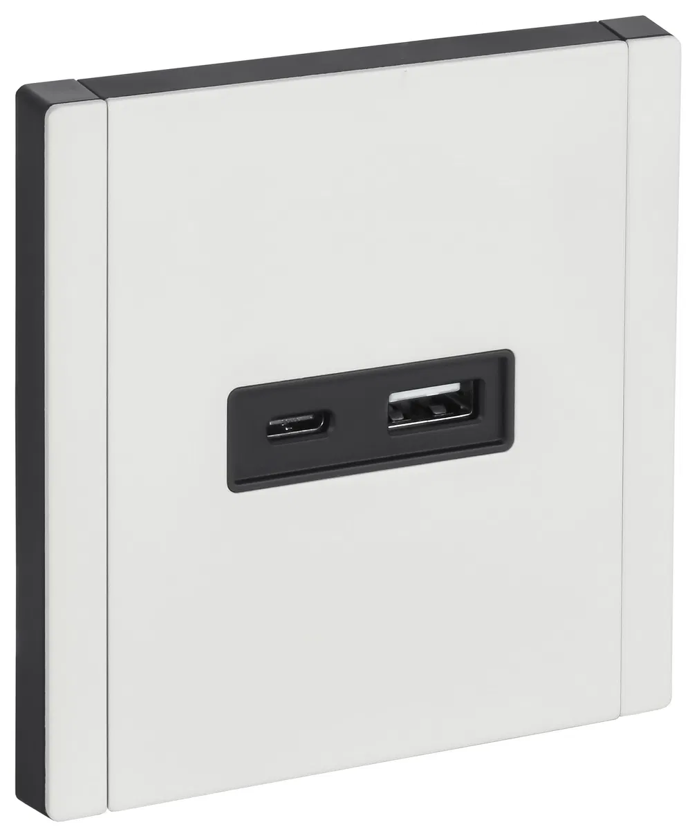 FORTE&PIANO Розетка USB A+C 18Вт FP251M металл белый IEK FP-U22-018-M-K01