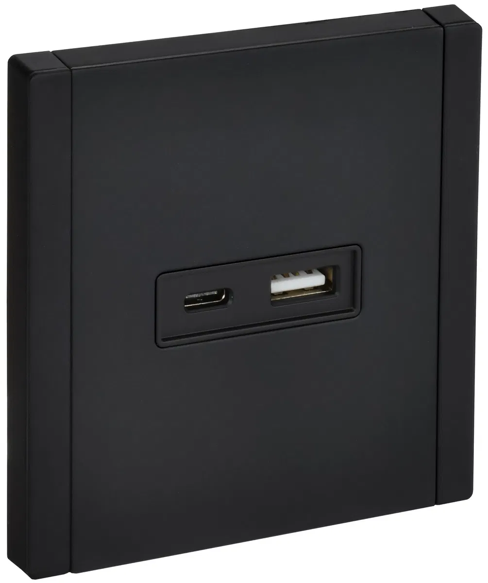 FORTE&PIANO Розетка USB A+C 3,1А FP150M металл черный IEK FP-U22-D31-M-K02