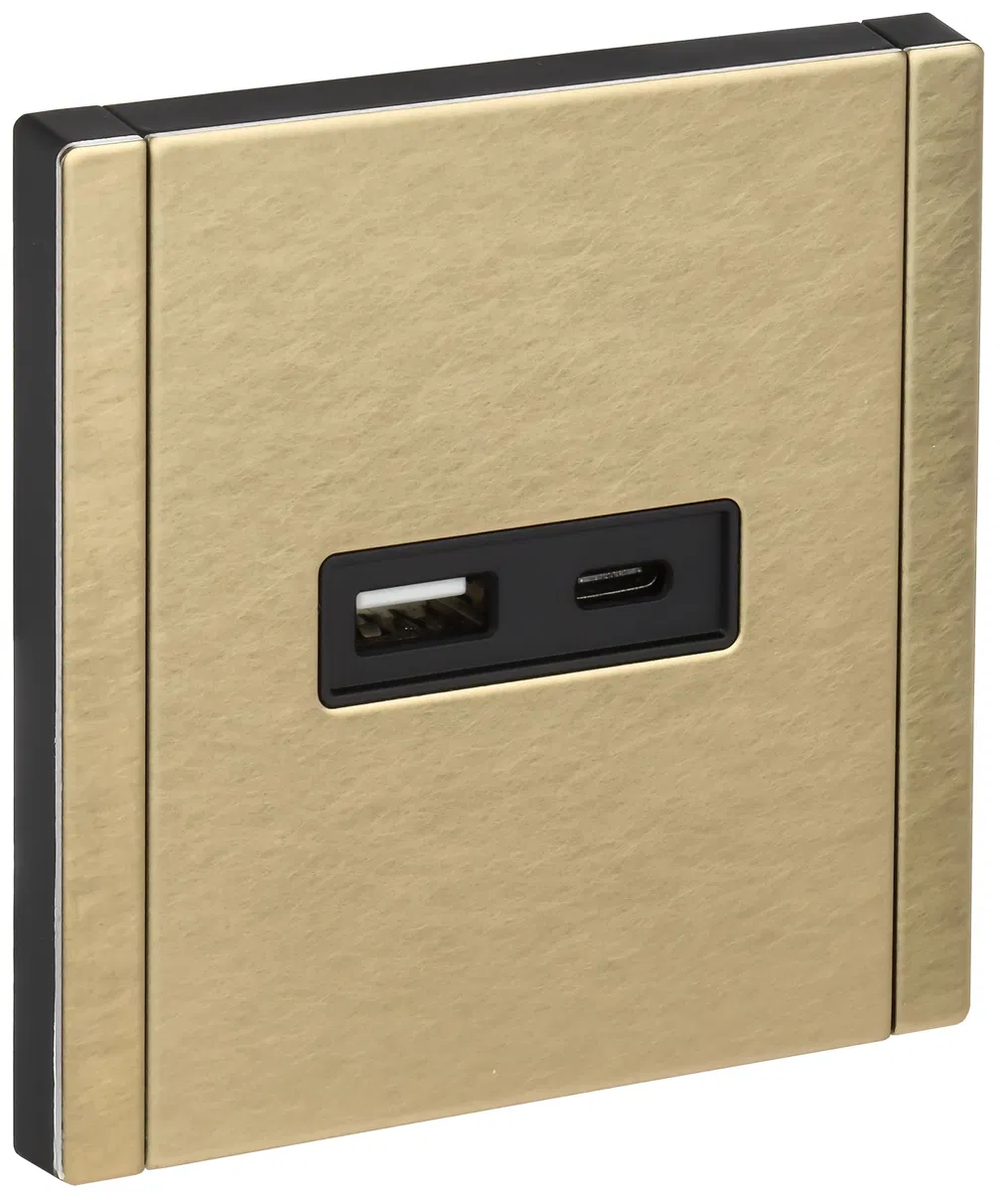 FORTE&PIANO Розетка USB A+C 3,1А FP650M металл шампань IEK FP-U22-D31-M-K37