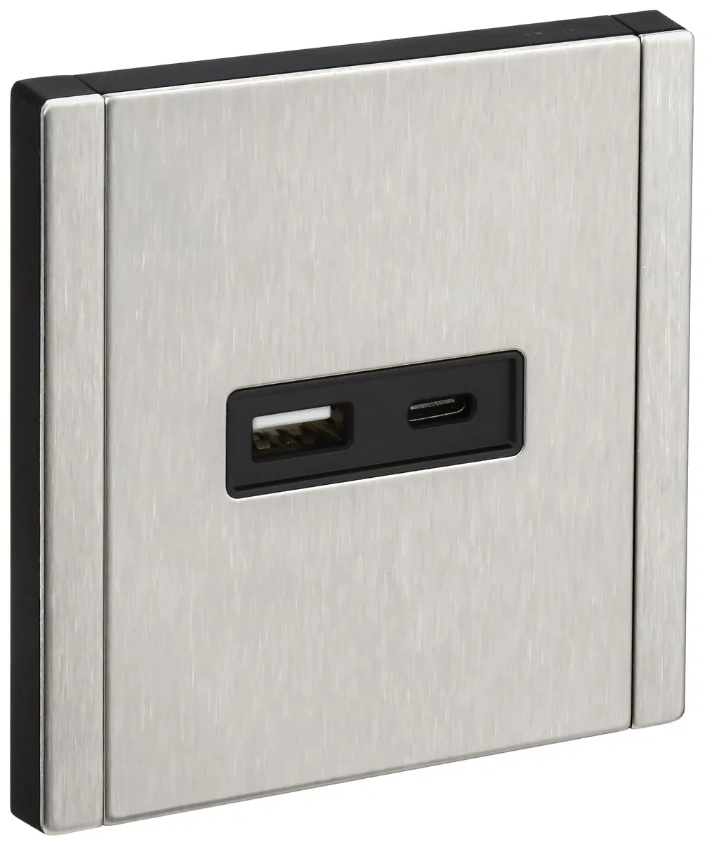 FORTE&PIANO Розетка USB A+C 3,1А FP750M металл никель IEK FP-U22-D31-M-K50