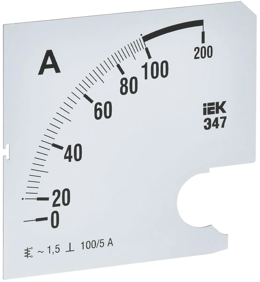 Replaceable scale for ammeter E47 100/5A accuracy class 1.5 96x96mm IEK IPA20D-SC-0100