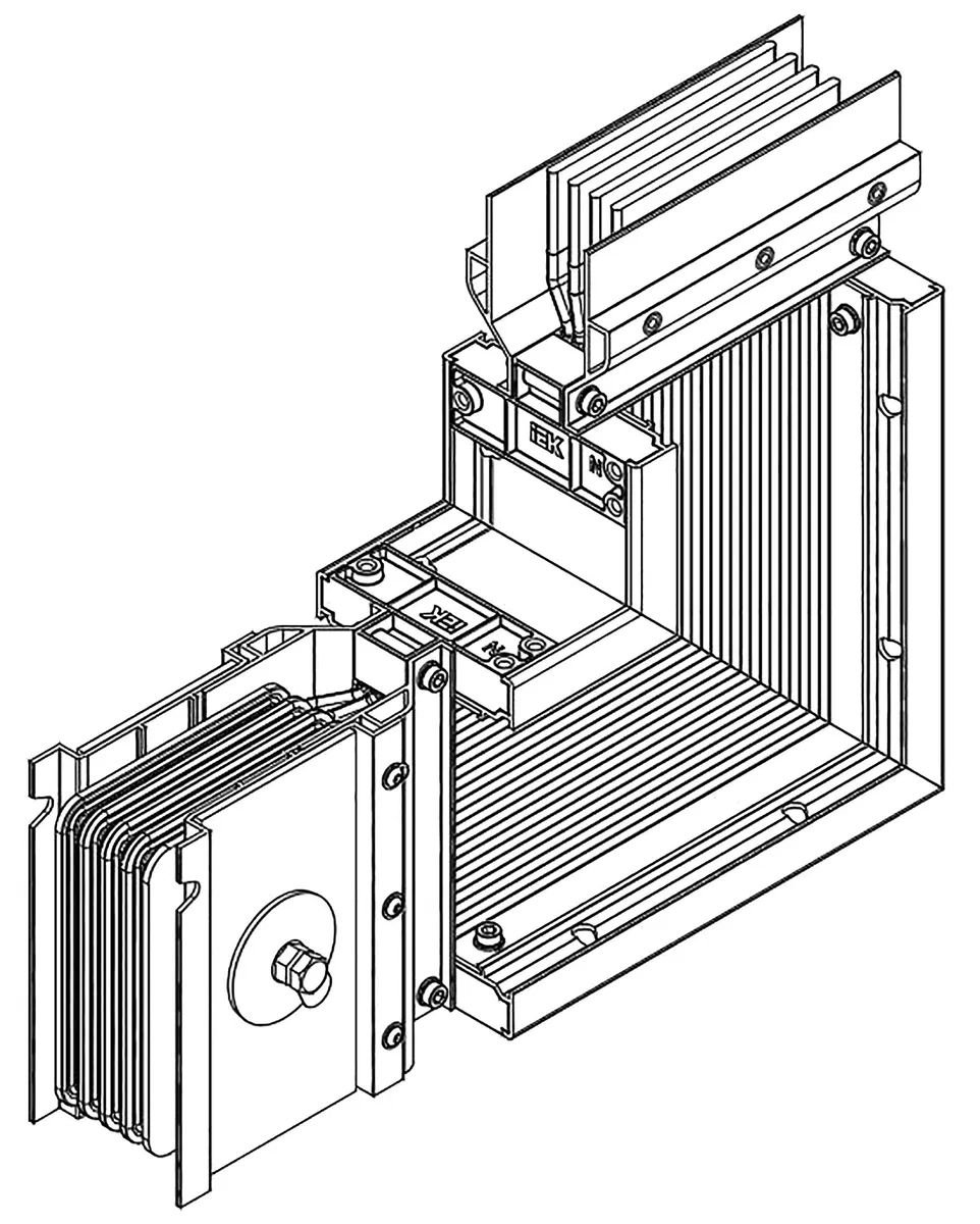 LINEBAR Corner section up 2500A Al 3L+N+1/2PE IP55 transportable IEK LB-2500A5-35-F-LU
