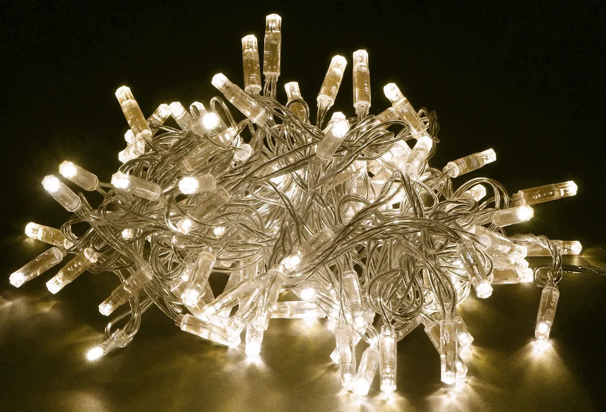 串灯 10m 100 LED 灯暖白光 IP44 透明线 3m 230V 控制器 8 场景 IEK LGDU111-1-100-10-T-S-44