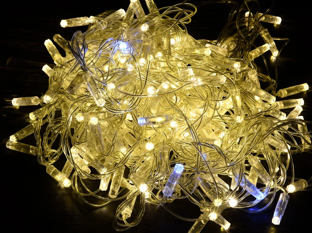 串灯 10m 100 LED 暖白光 IP44 透明线 3m 230V 闪烁 Transit IEK LGDU121-1-100-10-T-S-44