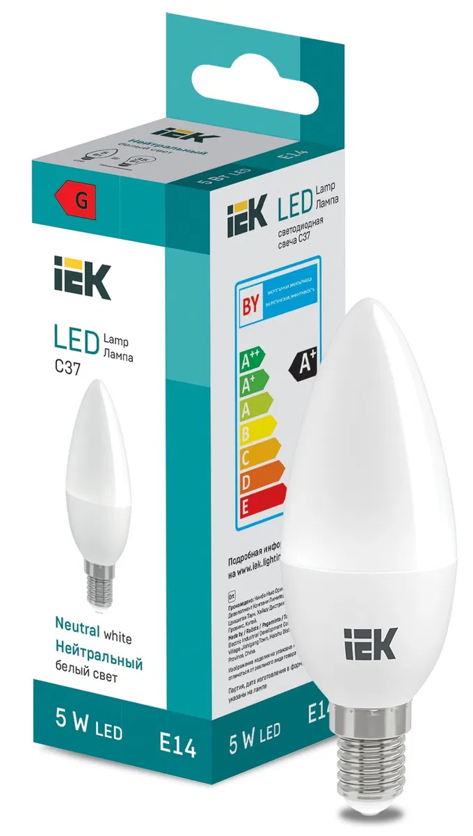 LED Candle C37 400lm 4000K E14 IEK LL-I-C37-5-230-40-E14