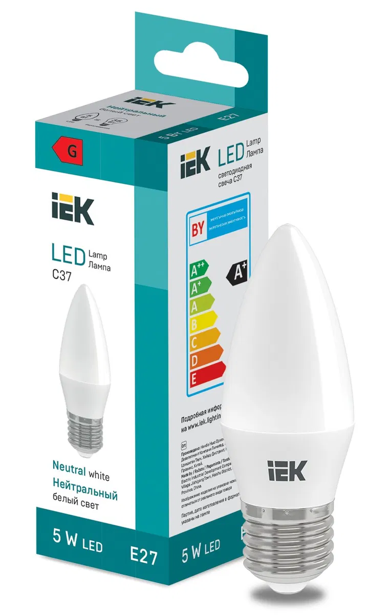 LED Candle C37 400lm 4000K E27 IEK LL-I-C37-5-230-40-E27