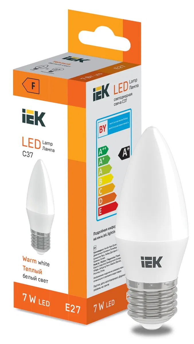 LED Candle C37 600lm 3000K E27 IEK LL-I-C37-7-230-30-E27